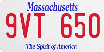 MA license plate 9VT650