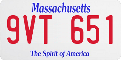 MA license plate 9VT651