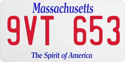 MA license plate 9VT653