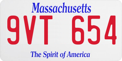 MA license plate 9VT654