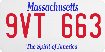MA license plate 9VT663