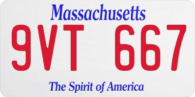 MA license plate 9VT667