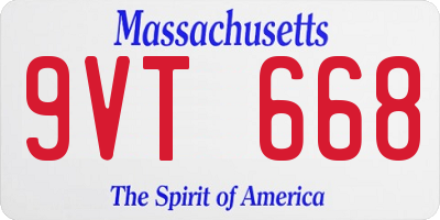 MA license plate 9VT668