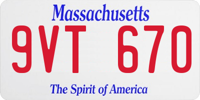MA license plate 9VT670
