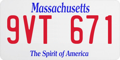 MA license plate 9VT671