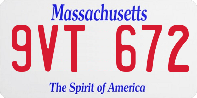 MA license plate 9VT672
