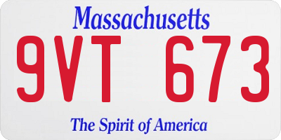 MA license plate 9VT673