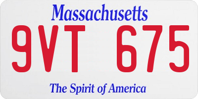 MA license plate 9VT675