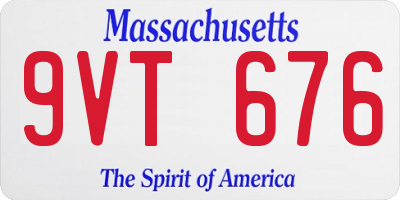MA license plate 9VT676