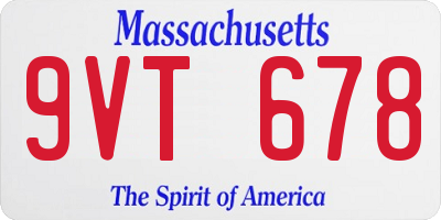 MA license plate 9VT678