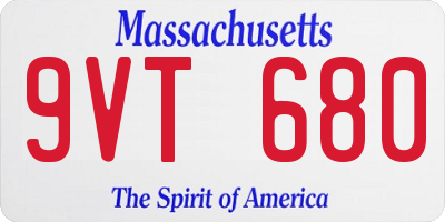 MA license plate 9VT680