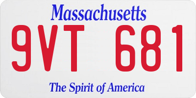 MA license plate 9VT681