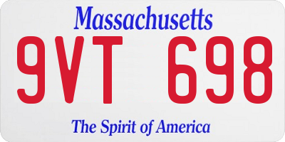MA license plate 9VT698