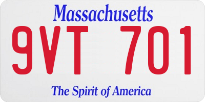 MA license plate 9VT701