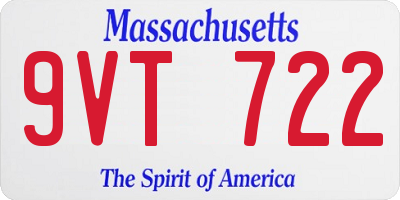 MA license plate 9VT722