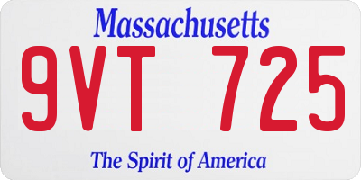 MA license plate 9VT725