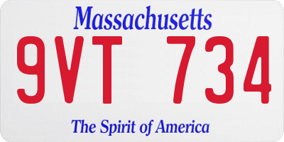 MA license plate 9VT734