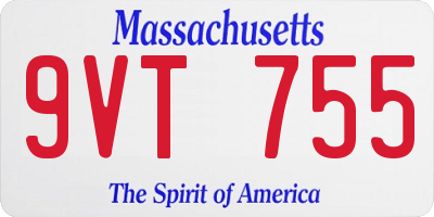 MA license plate 9VT755