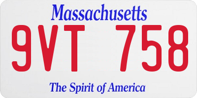 MA license plate 9VT758