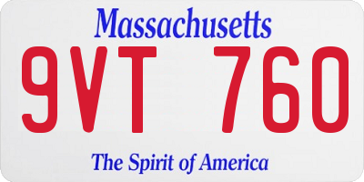 MA license plate 9VT760