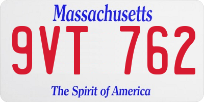 MA license plate 9VT762