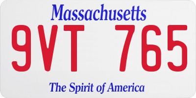 MA license plate 9VT765