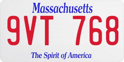 MA license plate 9VT768