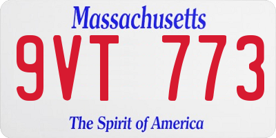 MA license plate 9VT773