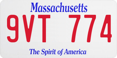 MA license plate 9VT774