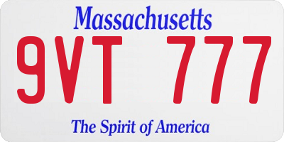 MA license plate 9VT777