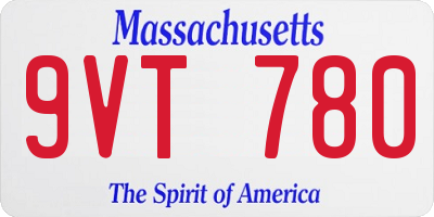 MA license plate 9VT780