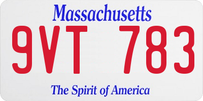 MA license plate 9VT783