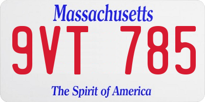MA license plate 9VT785