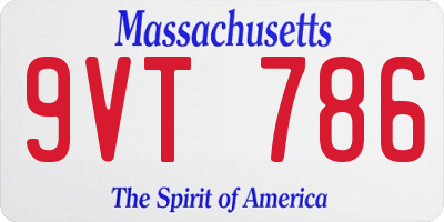 MA license plate 9VT786