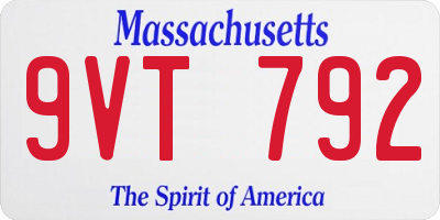 MA license plate 9VT792