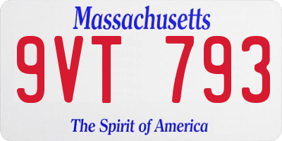 MA license plate 9VT793