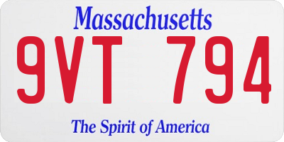 MA license plate 9VT794