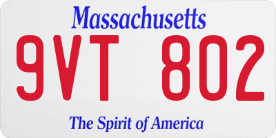 MA license plate 9VT802