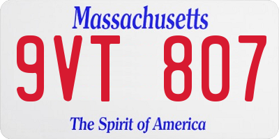 MA license plate 9VT807