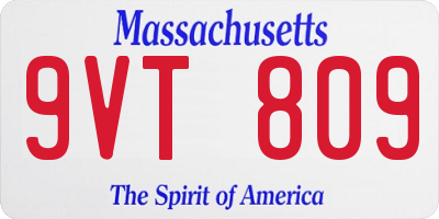 MA license plate 9VT809