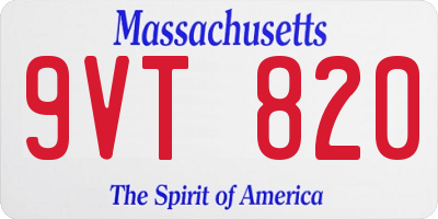 MA license plate 9VT820