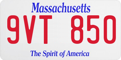MA license plate 9VT850