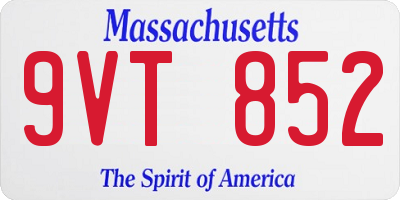 MA license plate 9VT852