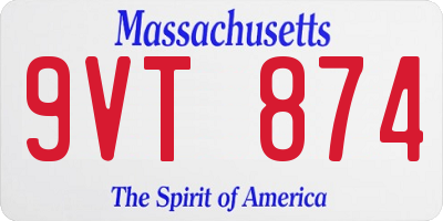 MA license plate 9VT874
