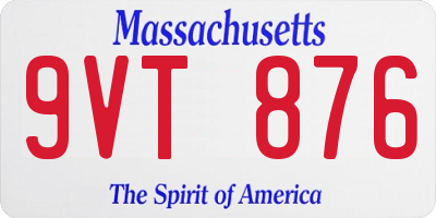 MA license plate 9VT876