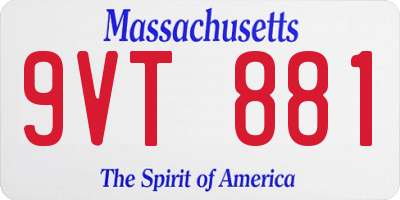 MA license plate 9VT881
