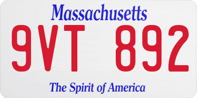 MA license plate 9VT892