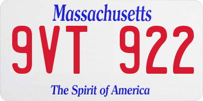 MA license plate 9VT922