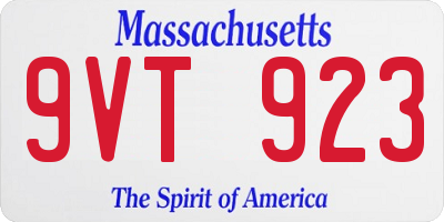 MA license plate 9VT923