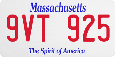 MA license plate 9VT925